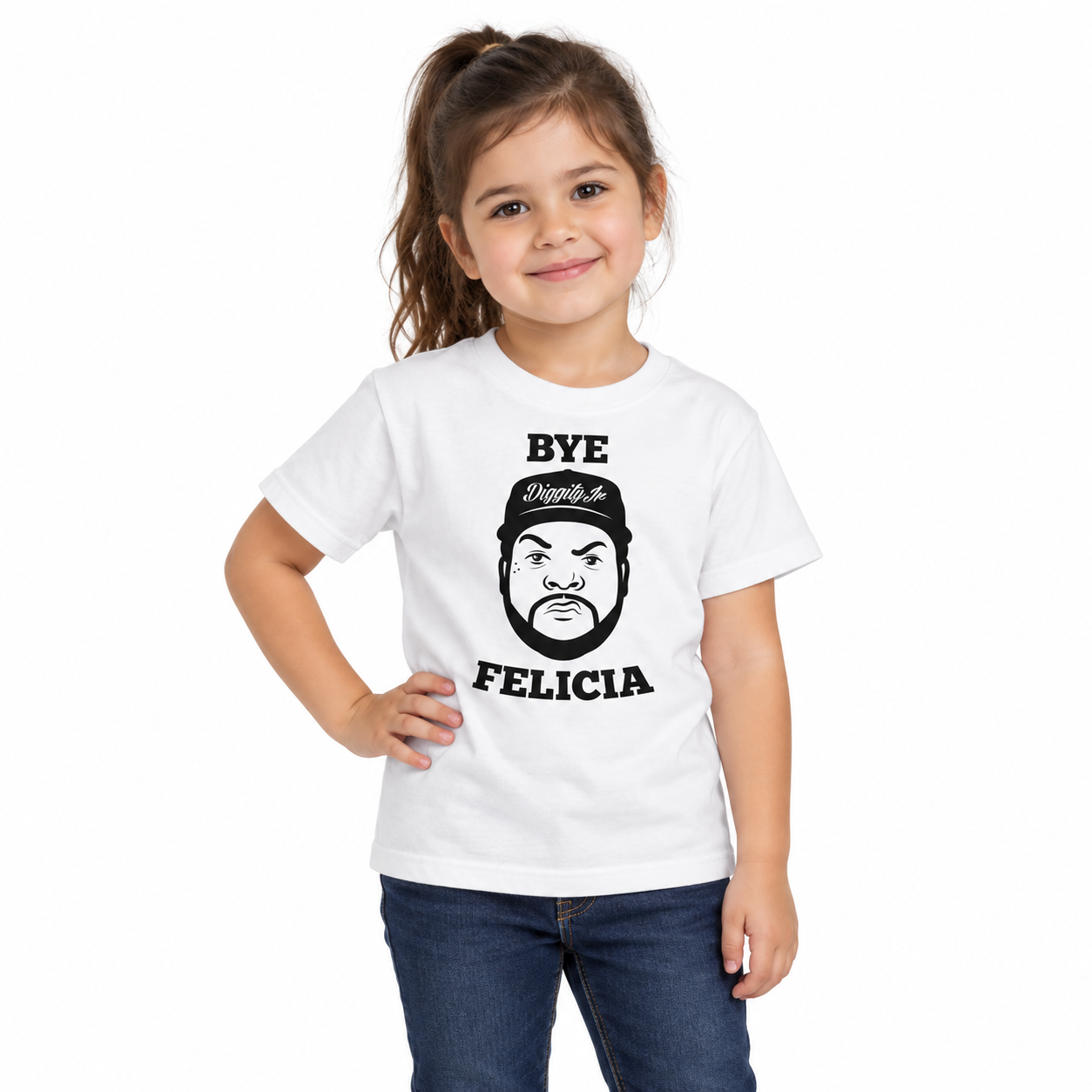 Bye Felicia - Kids Tee on a model