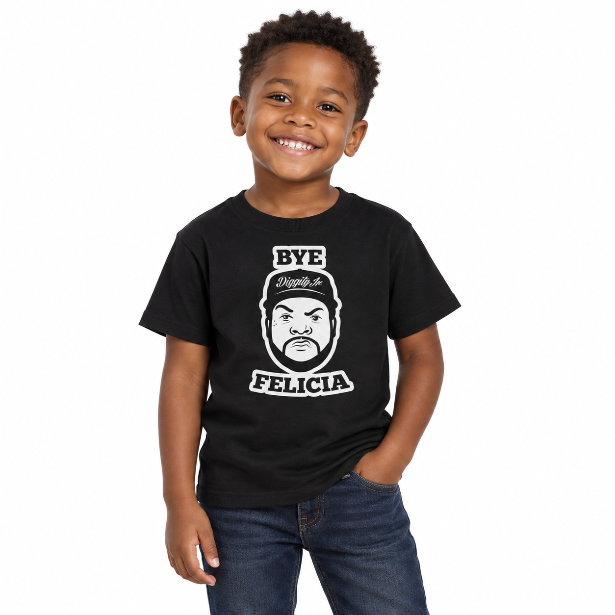 Bye Felicia v2 - Kids Tee on a model