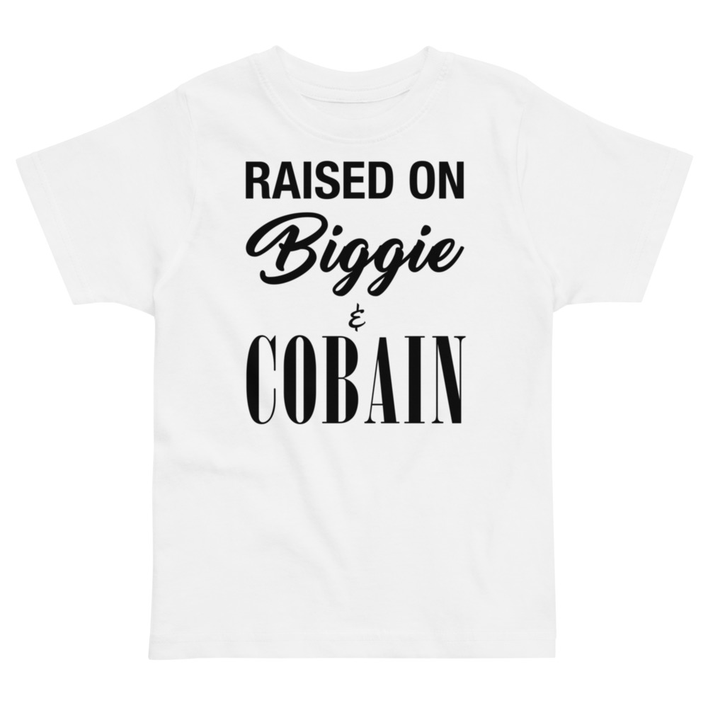Raised on Biggie & Cobain - Kids Tee – White