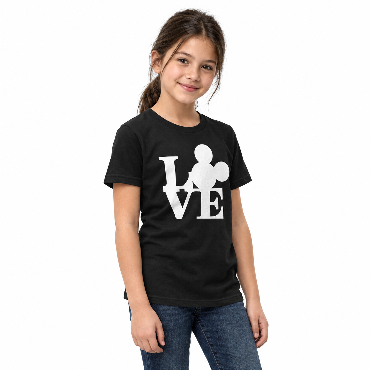 Disney LOVE Youth Short Sleeve T-Shirt on a model