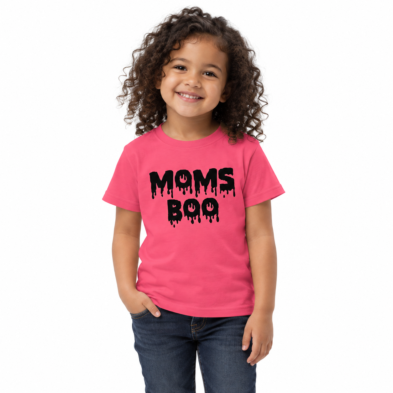 Mom’s Boo – Kids Tee on an age-appropriate model