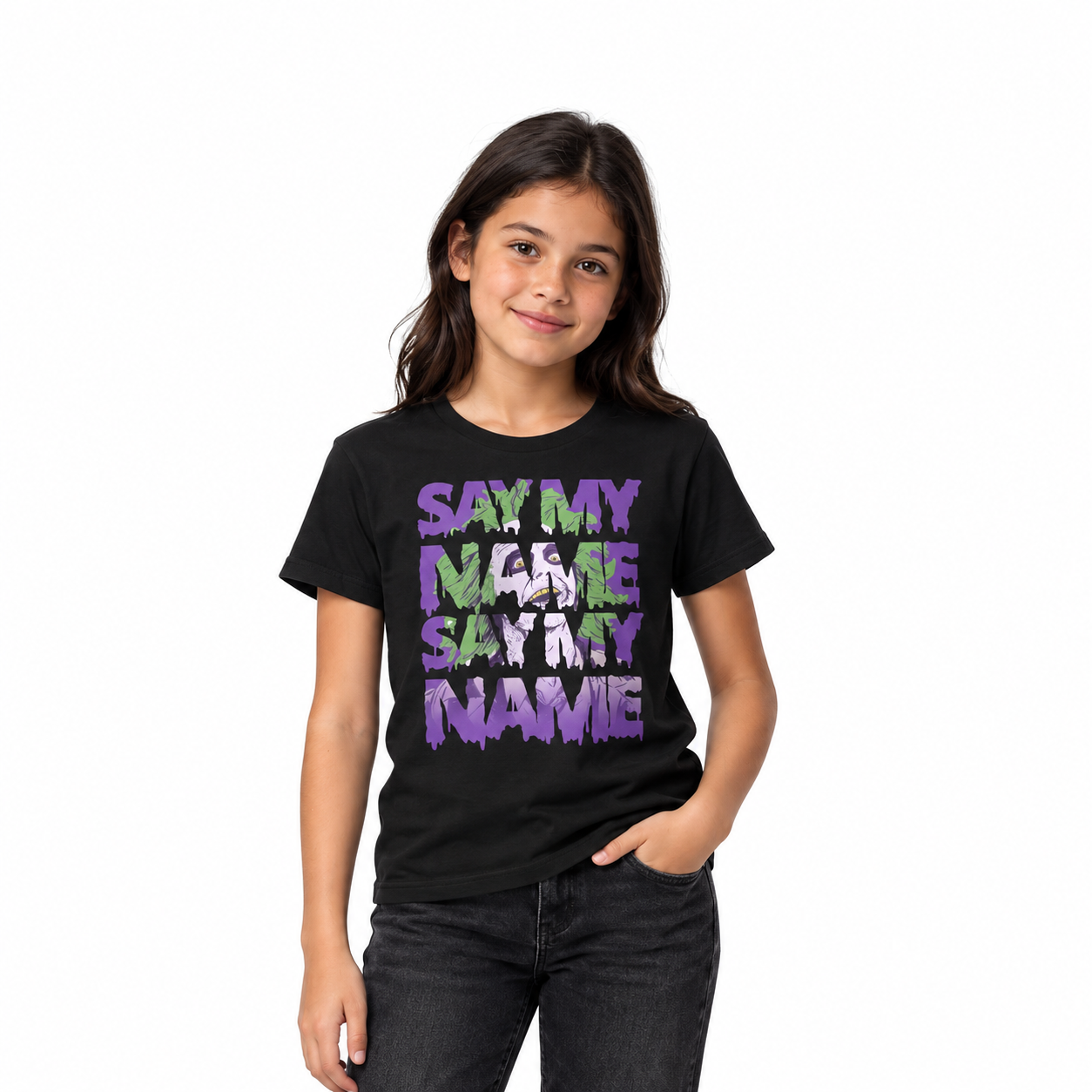 Say My Name - Youth Tee on an age-appropriate model