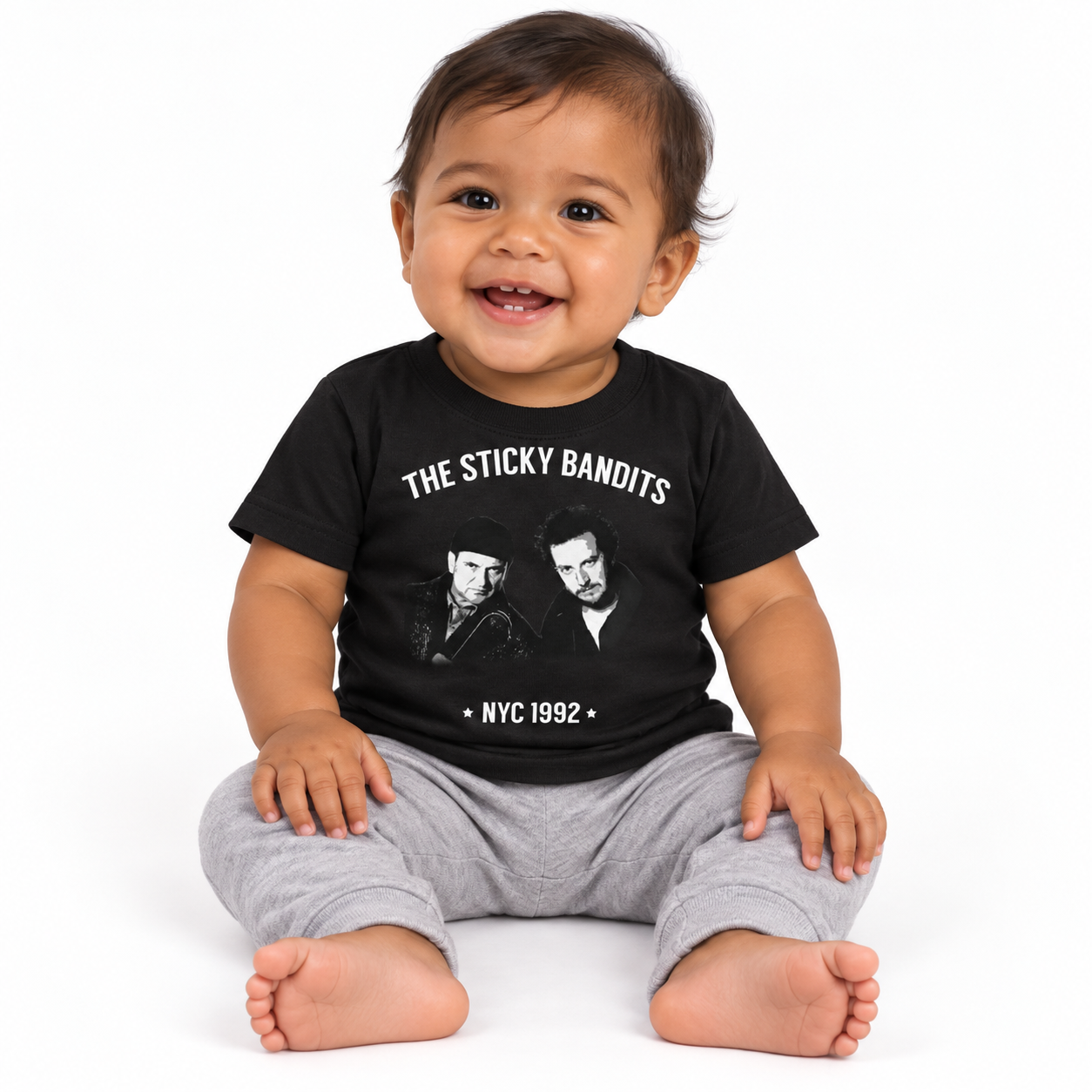 Sticky Bandits – Infant Tee on a model